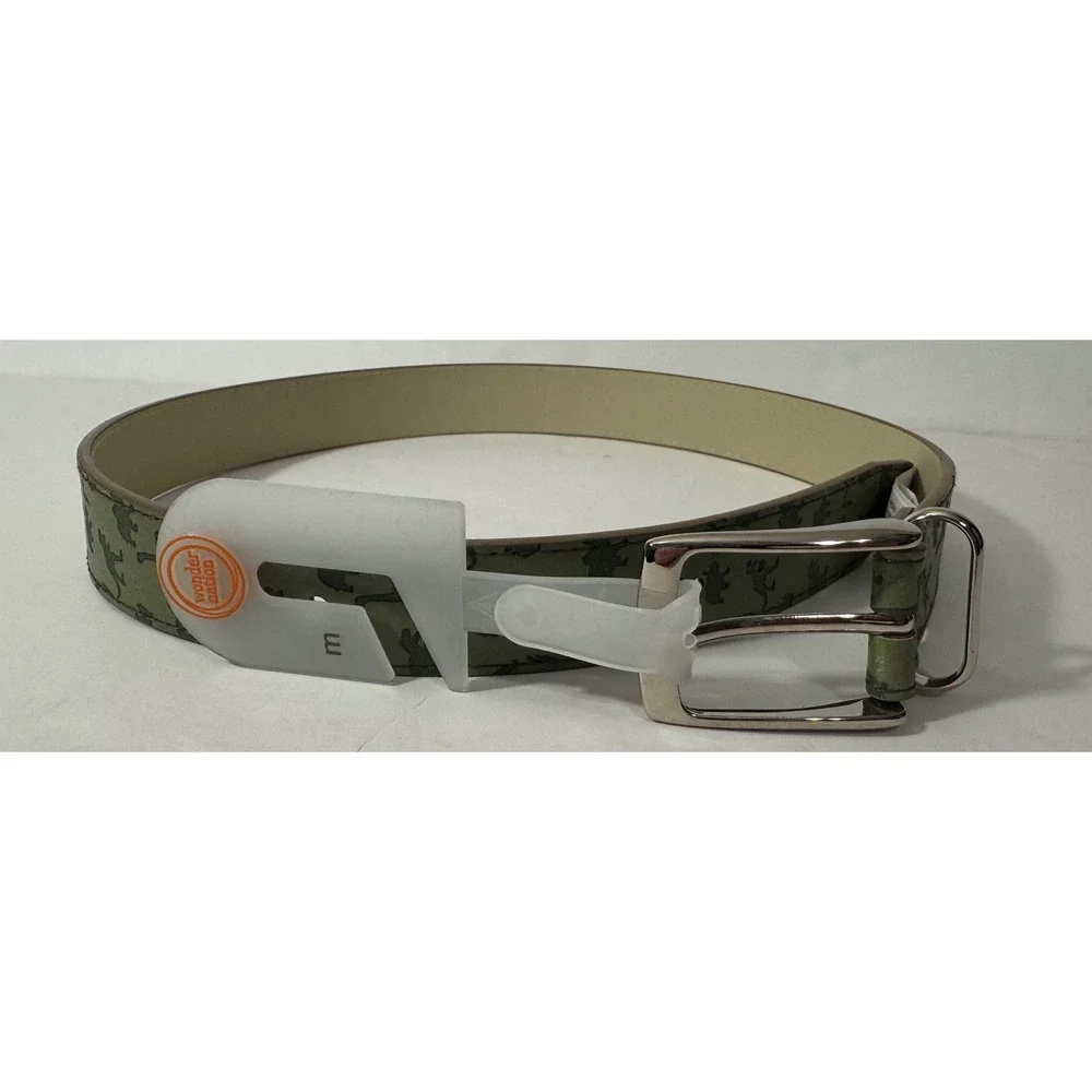Wonder Nation Dinosaur Belt Kids Medium M Green Casual Silver‎ Buckle Dino Print